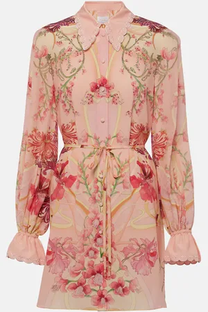 Camilla Embellished floral silk shirt dress