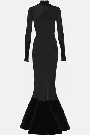 DAVID KOMA Flounced velvet and jersey gown