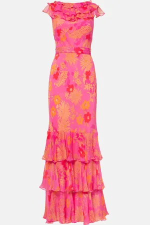 RIXO London Rio floral ruffled silk maxi dress