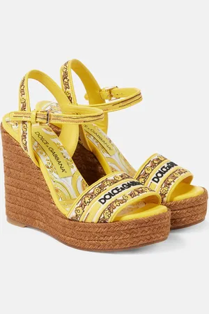 Dolce & Gabbana Majolica leather-trimmed espadrille wedges