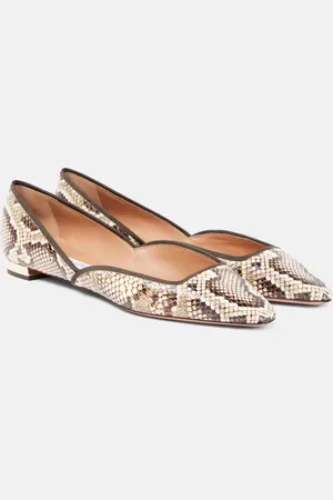 Aquazzura Maya Flay snake-effect leather ballet flats