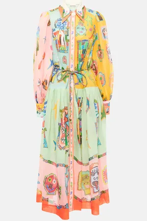 ALÉMAIS AlÃ©mais Printed belted ramie shirt dress