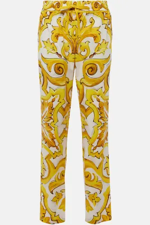Dolce & Gabbana Majolica high-rise cotton straight pants