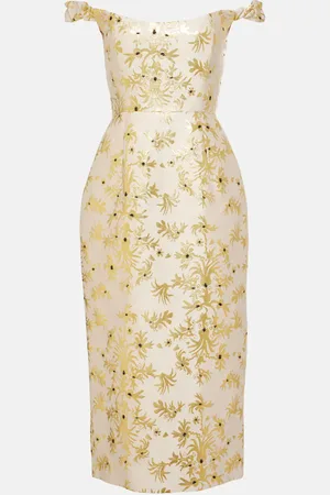 Markarian Amina off-shoulder silk-blend midi dress