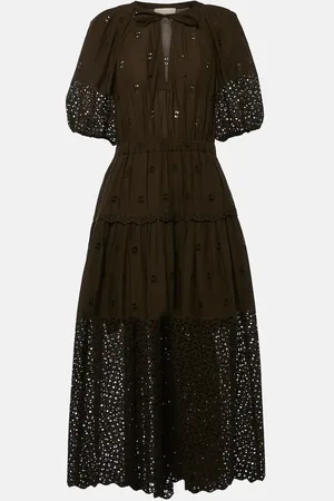 ULLA JOHNSON Nova embroidered cotton midi dress