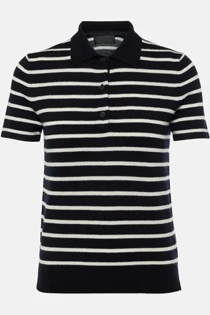 NILI LOTAN Leanna striped cashmere polo sweater