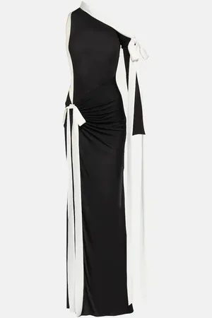 DAVID KOMA Bow-detail off-shoulder jersey gown