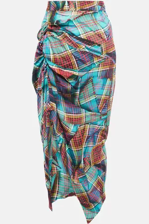 Vivienne Westwood Panther tartan gathered midi skirt