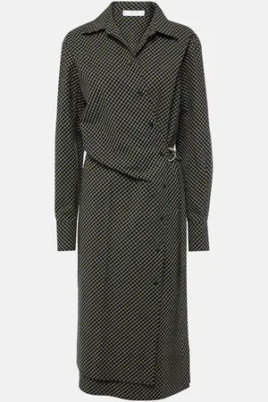Proenza Schouler White Label Lane checked cotton wrap dress