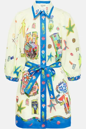 ALÉMAIS AlÃ©mais Printed belted linen shirt dress