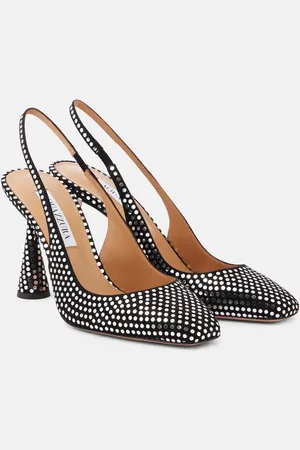 Aquazzura Amore embellished leather slingback pumps