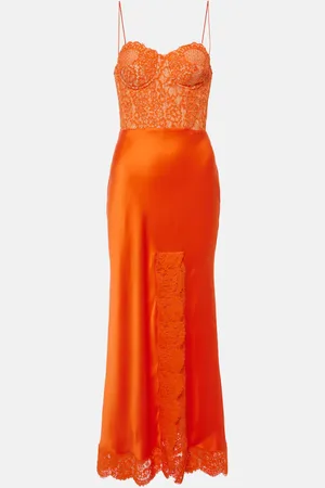 Rebecca Vallance Adira lace-trimmed silk satin corset dress