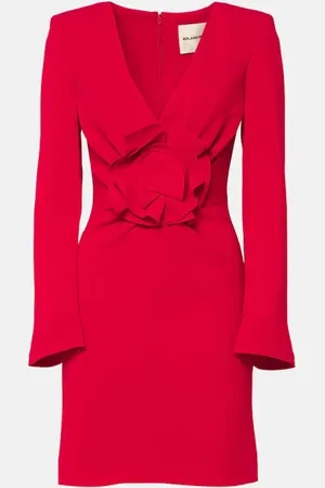 Roland Mouret Floral-appliquÃ© draped cady minidress