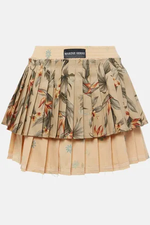 Marine Serre Upcycled Household pleated linen miniskirt