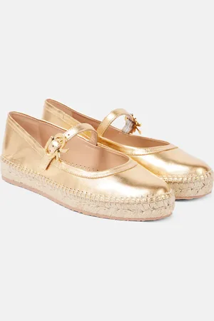 Gianvito Rossi Elda metallic leather espadrilles