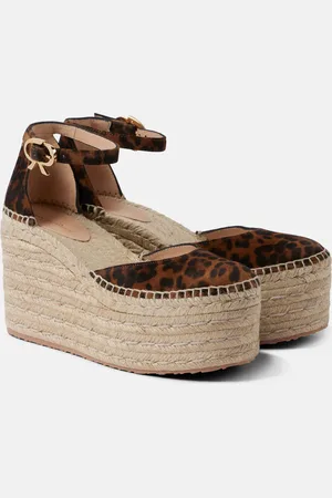 Gianvito Rossi Leopard-print suede espadrille wedges