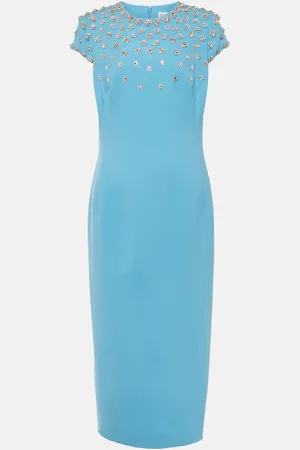 Oscar de la Renta Crystal-embellished wool-blend midi dress