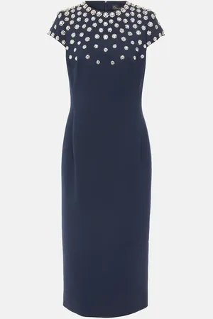 Oscar de la Renta Embellished wool-blend midi dress