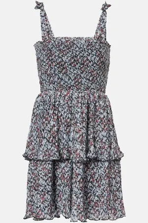 Ganni Floral tiered georgette minidress