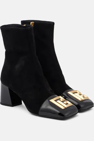 Balmain Edna suede and patent leather ankle boots