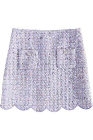 Self-Portrait Scalloped bouclÃ© skirt