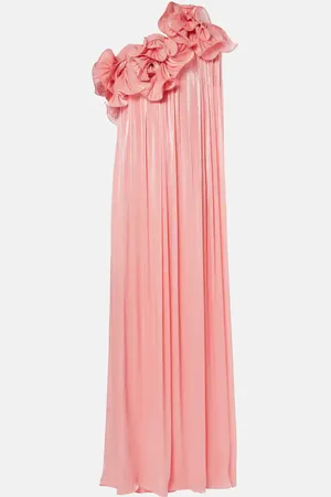 Costarellos Charmain plissÃ© georgette gown