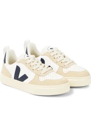 Veja V-10 suede-trimmed leather sneakers