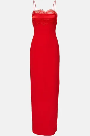 DAVID KOMA Lace-trimmed cady gown