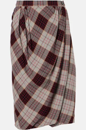 Vivienne Westwood Drunken Drape checked midi skirt