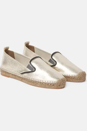 Brunello Cucinelli Monili metallic leather espadrilles