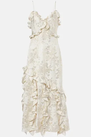 Markarian Calandra ruffled floral jacquard midi dress