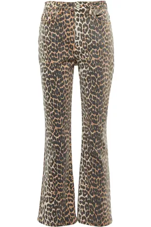 Ganni Leopard-print high-rise flared jeans