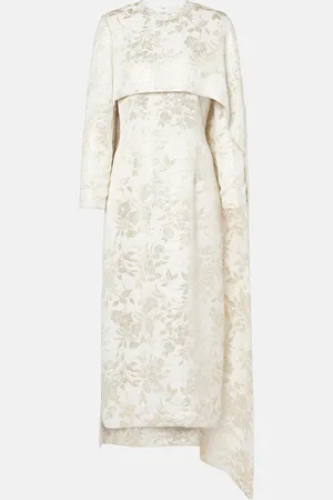 Markarian Felice floral caped jacquard midi dress