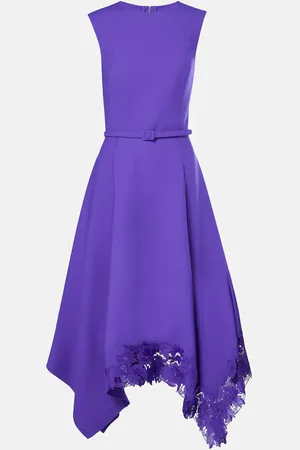Oscar de la Renta Peony lace-trimmed wool-blend midi dress