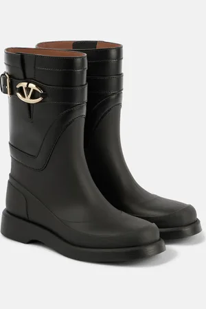 VALENTINO GARAVANI VGold leather-trimmed rain boots