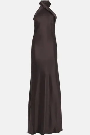 GALVAN Pandora halterneck satin maxi dress