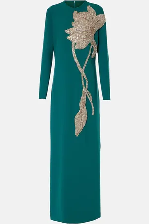 Costarellos Elea embellished crÃªpe gown