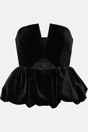 Self-Portrait Cutout peplum velvet bandeau top