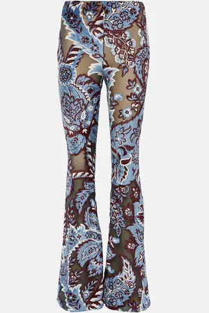 Etro Floral velvet jacquard flared pants