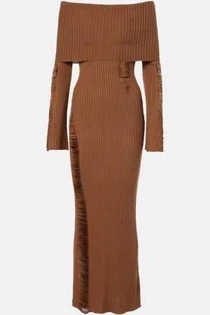 AYA MUSE Danica ribbed-knit silk-blend midi dress