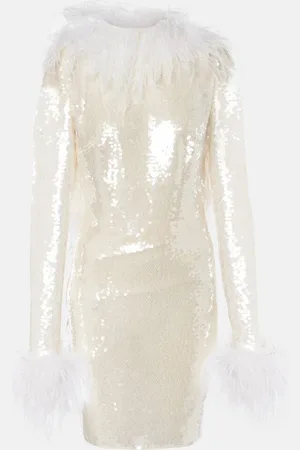 Ilkyaz Ozel Feather-trimmed sequined minidress