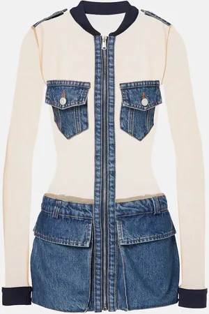 COPERNI Illusion tulle and denim minidress