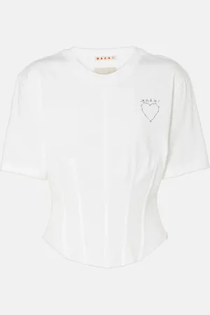 Marni Embroidered cotton bustier top