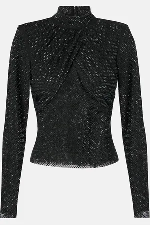 Self-Portrait Embellished mesh top