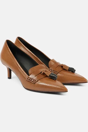 Brunello Cucinelli Monili leather loafer pumps