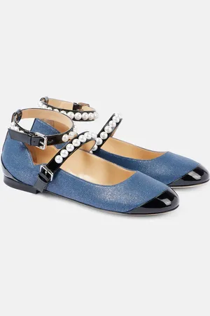 Mach & Mach Embellished denim Mary Jane flats