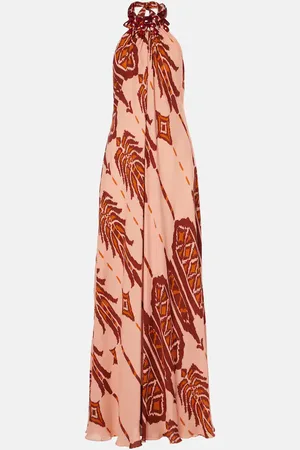 JOHANNA ORTIZ Printed halterneck silk gown