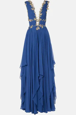 Costarellos Embellished silk-blend gown