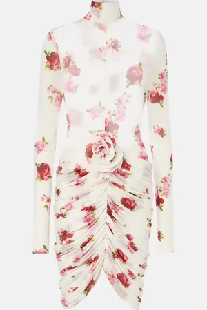 MAGDA BUTRYM Floral-appliquÃ© sheer jersey minidress