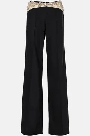Costarellos Stelle embellished wool-blend slim pants